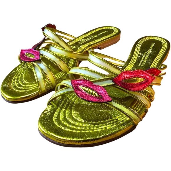 Kennel & Schmenger Metallic Yellow Strappy Kiss Sandals - Picture 1 of 7
